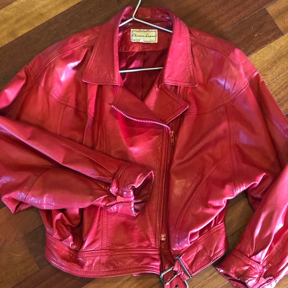 Vintage red leather Christian Lauren Moro jacket